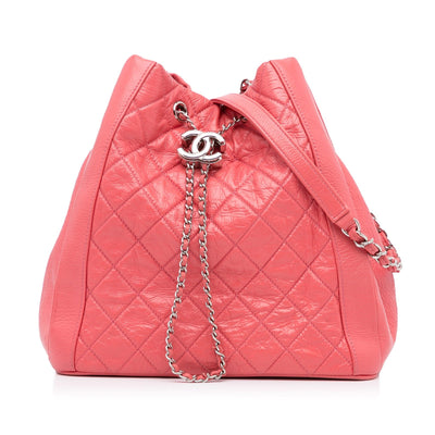 Chanel CC Lambskin Drawstring Bucket Bag