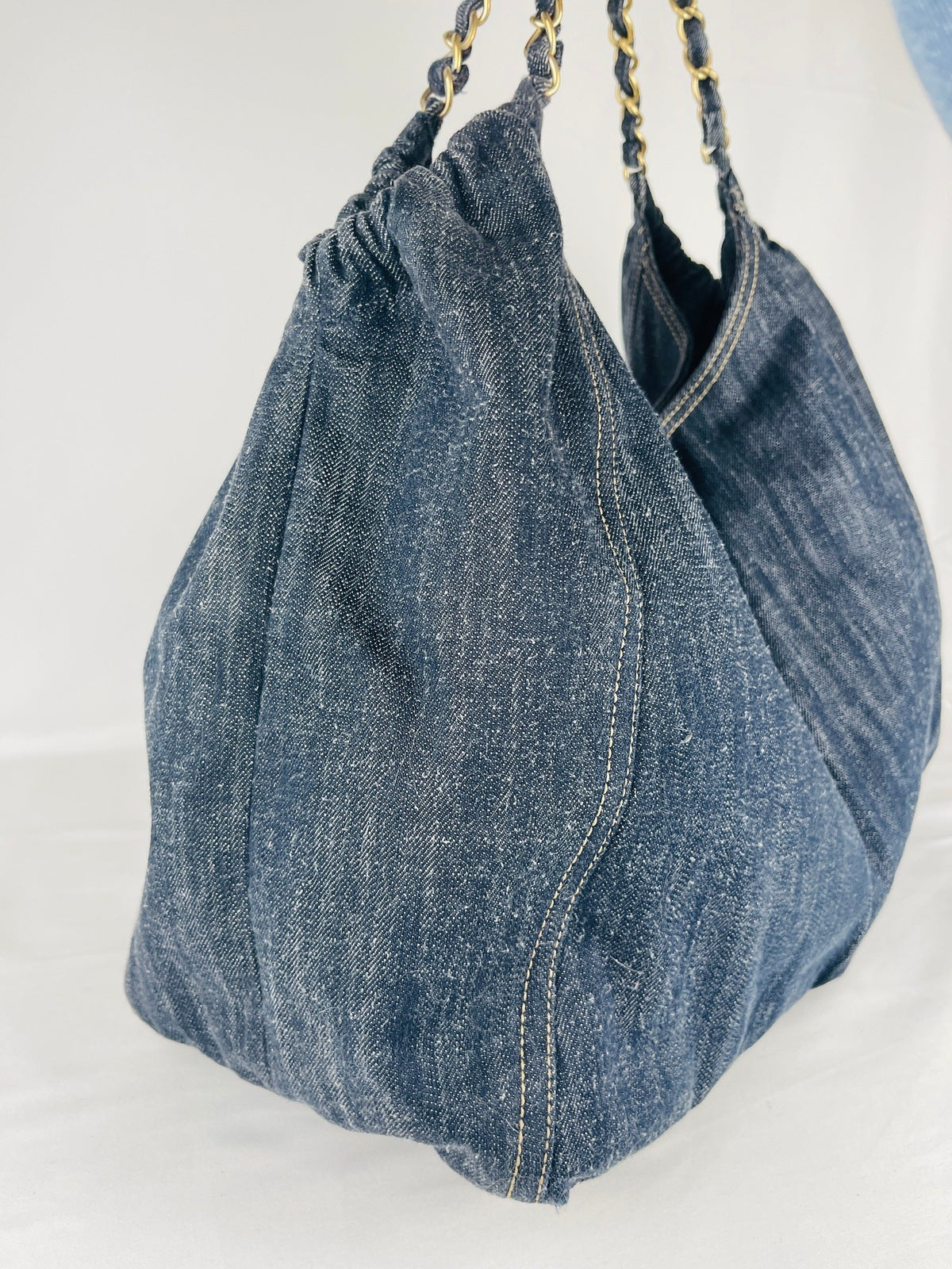 Authentic Chanel Coco Cabas Large Hobo Bag I Blue Jeans Denim I Excellent