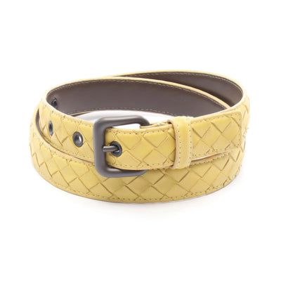 Bottega Veneta Intrecciato Yellow Leather Belt
