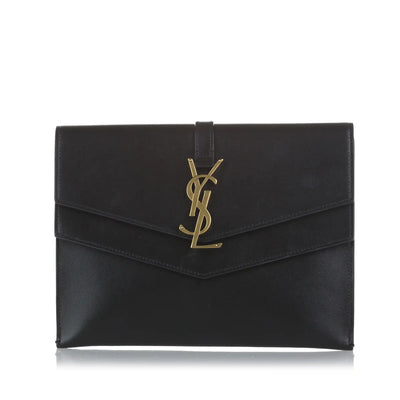 YSL Leather Black Clutch Bag