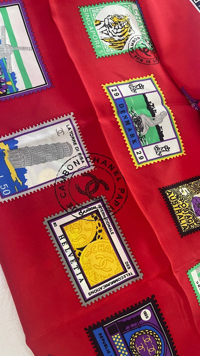 Chanel World Stamps Silk Scarf
