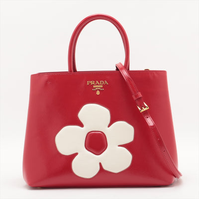 Prada Roso Saffiano Flower 2 Way Bag