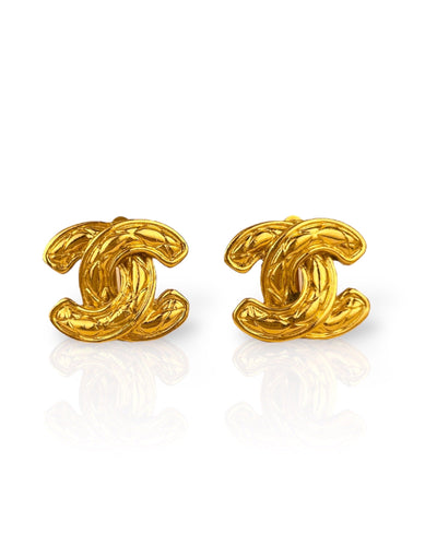 CHANEL CC Earrings Small Gold Tone 96A-RELOVE DELUXE