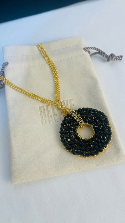 Black & Gold Snowdrop Handmade Necklace