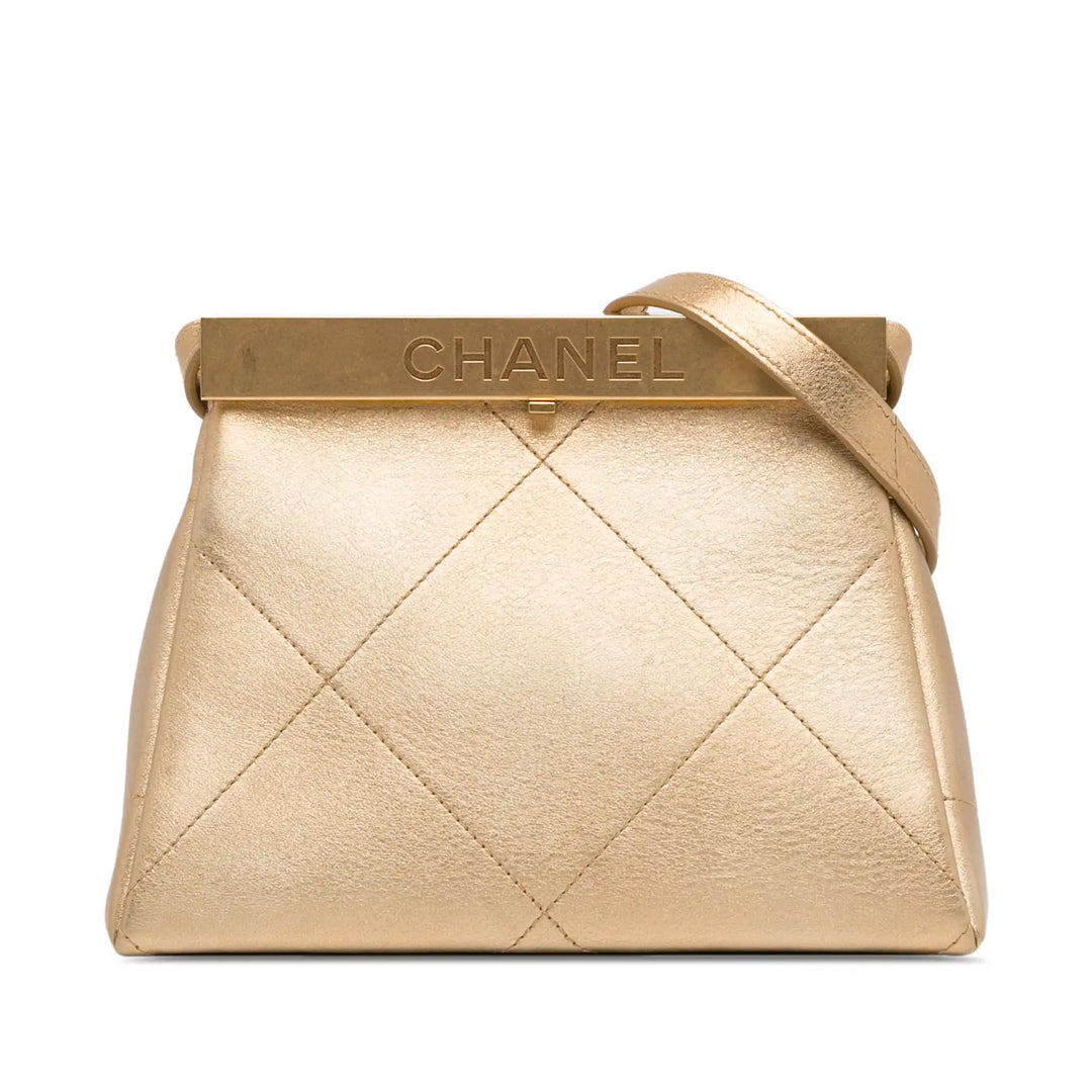 Chanel Gold Calfskin Kiss Lock Bag
