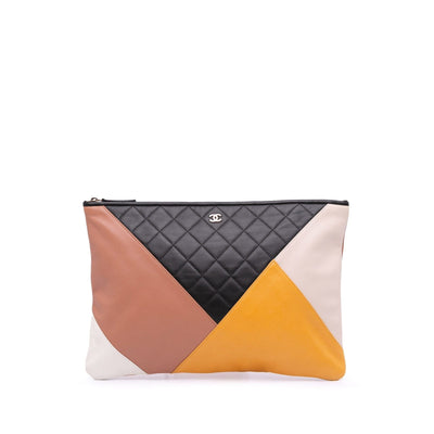Chanel Large Lambskin Colorblock Patchwork O Case