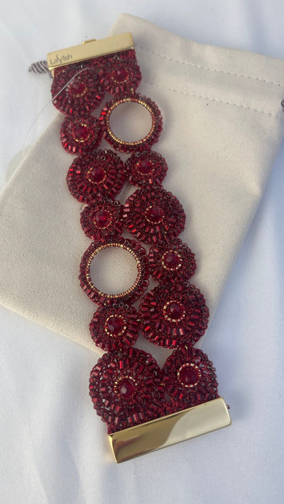 Blossom Crochet Red Bracelet