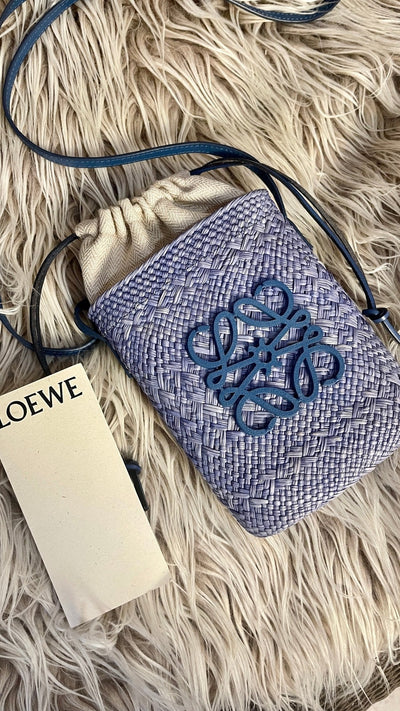 Loewe Anagram Raffia Blue Bucket Bag