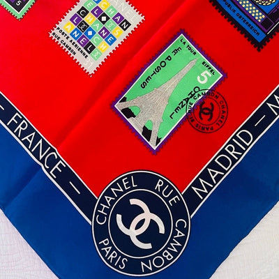 Chanel World Stamps Silk Scarf