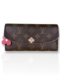 Louis Vuitton Long Wallet Portefeuille Flore Monogram Fuchsia Auth