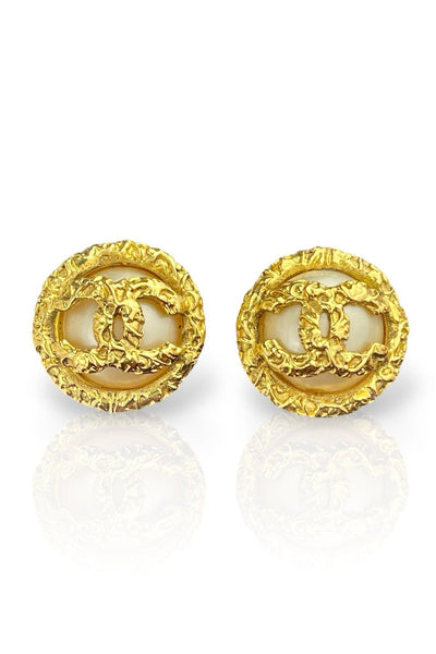 CHANEL CC Lava Golden Earrings with Pearl 95P-RELOVE DELUXE