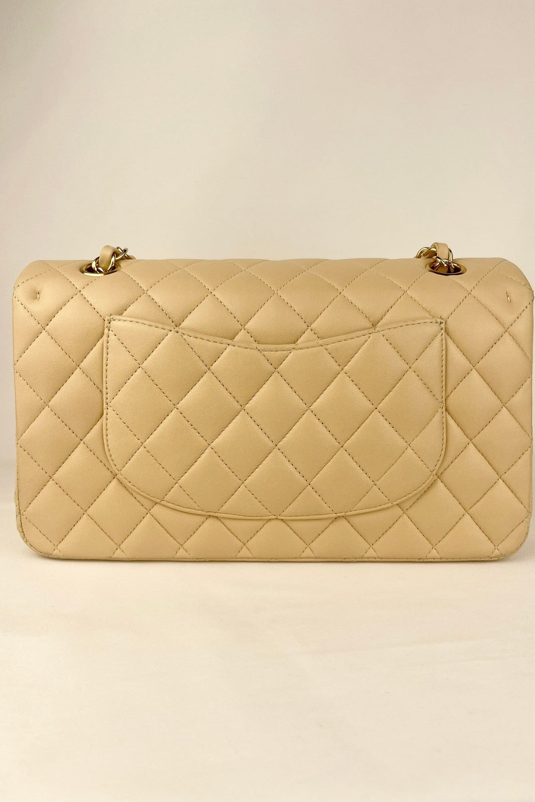 Chanel Beige Lambskin Leather Medium Classic Double Flap 2009