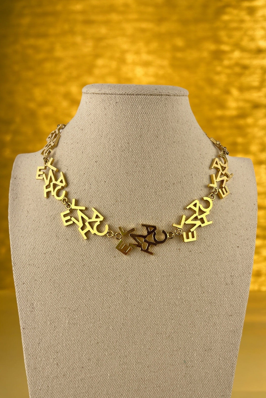 Auth Chanel Square Crystal CC logo Gold Necklace / Choker Runway -BNIB