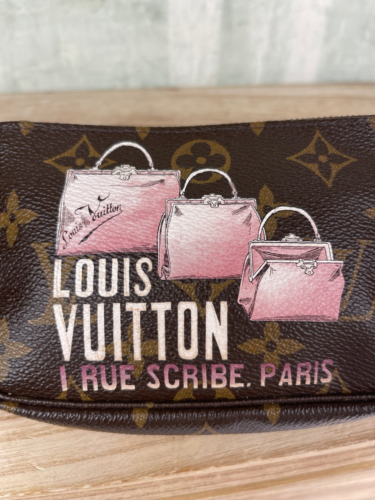 limited edition monogram canvas 1 rue scribe paris mini accessories  pochette bag-Louis Vuitton Limited Edition Monogram Canvas '1 Rue Scribe,  Paris' Mini Accessories Pochette Bag-RELOVE DELUXE