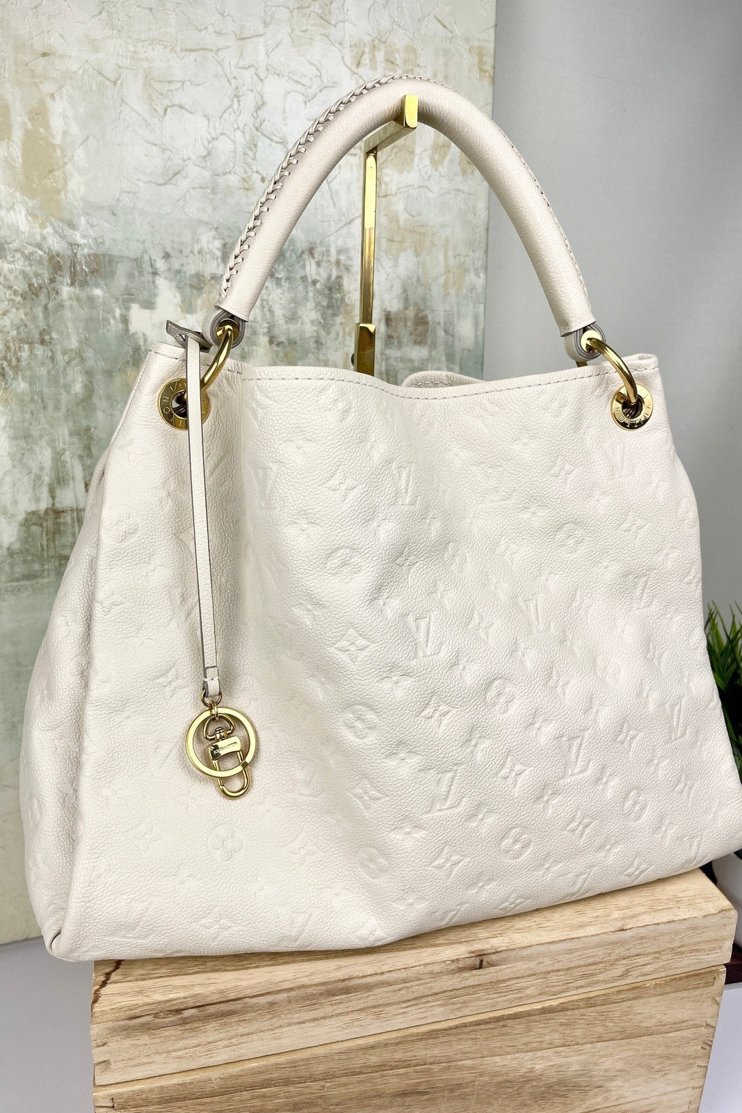 Louis Vuitton, Large Artsy Damier Azur Canvas Bag, Creamy White