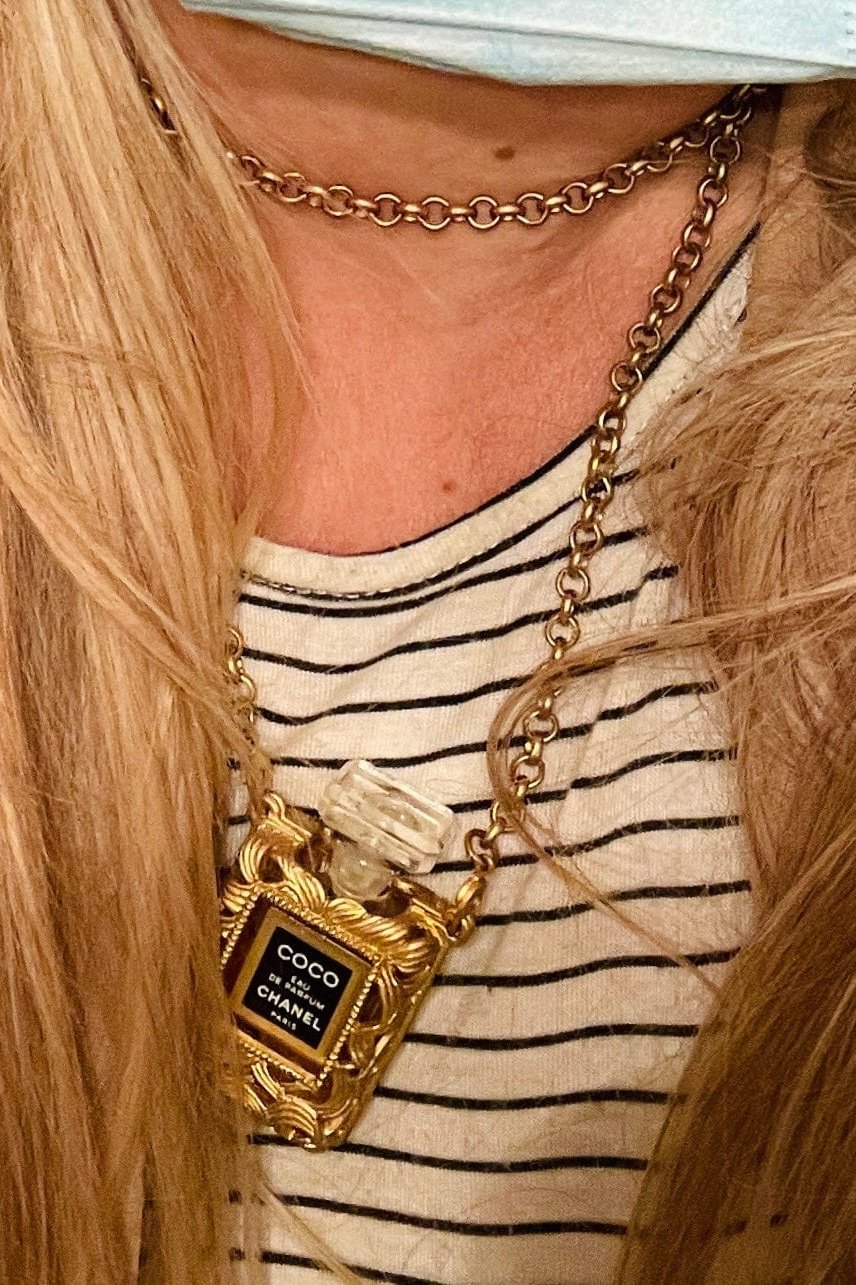CHANEL Perfume Bottle Gold Chain Pendant Necklace